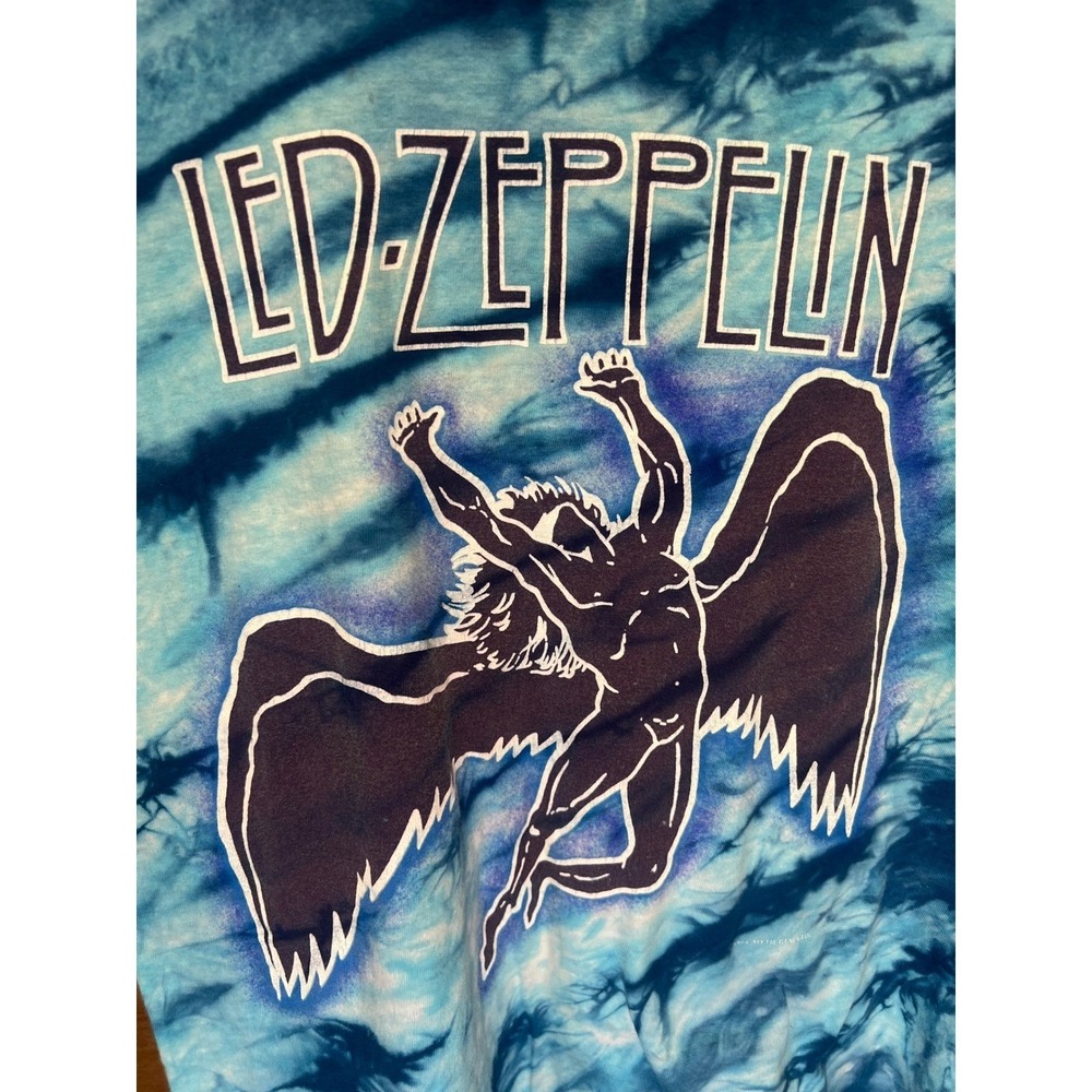 Vintage Led Zeppelin Tie Dye Shirt Hanes Beefy-T 1984 Myth Gem Blue Mens Medium - Picture 1 of 5